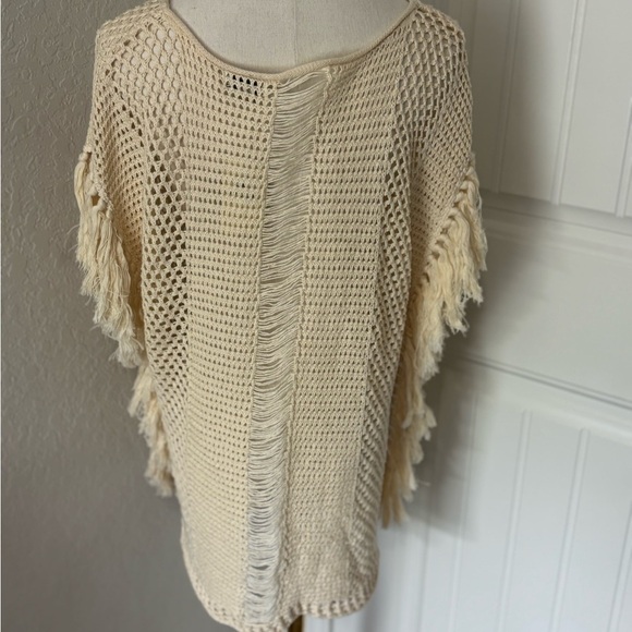 Lucky Brand Women's Poncho Frill Trim Size L Cream NWT 100% Cotton - Picture 10 of 11